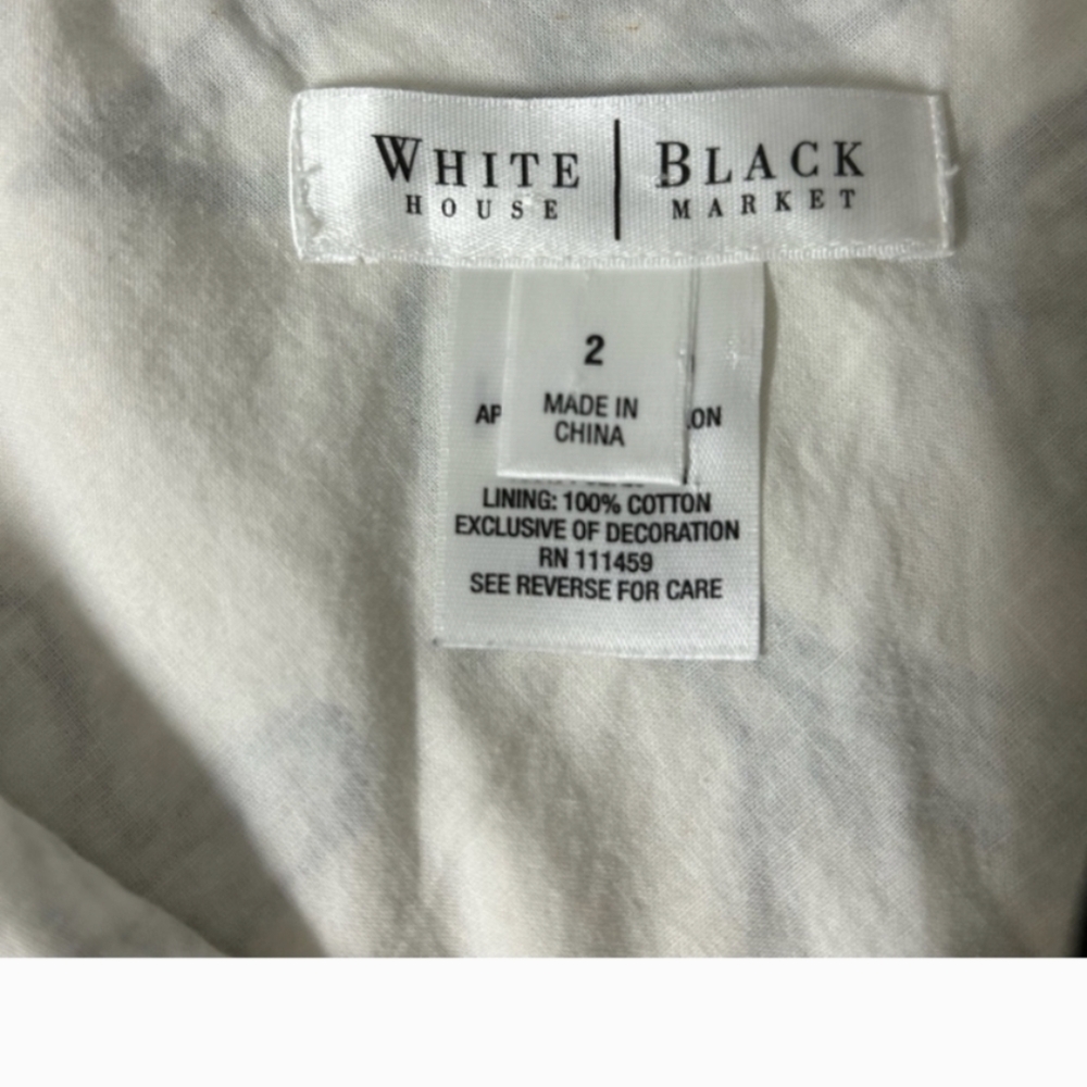 White House Black Market Skirt Size 2 Cream Gray Appliqué Flowers Embroidered - Picture 4 of 7